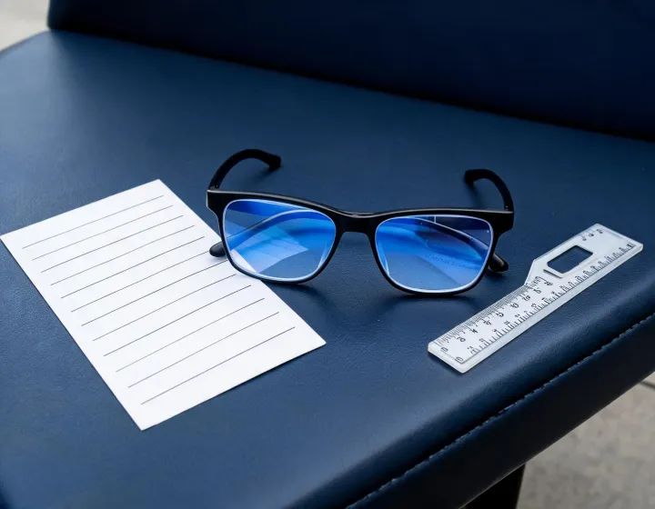 Progressive blue light reading glasses with corridor marking card